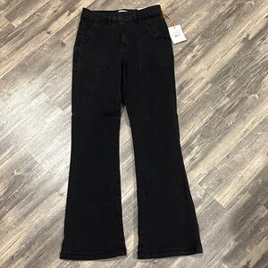 Knox Rose The Anywhere Flare Pants Women Black Denim Button NEW size 6